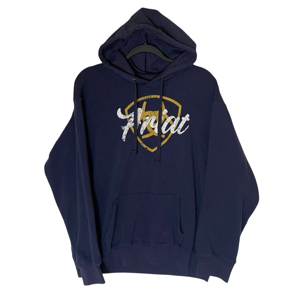 Ariat R.E.A.L Women’s Shield Logo Navy Pullover Hoodie Large Western Cowgirl